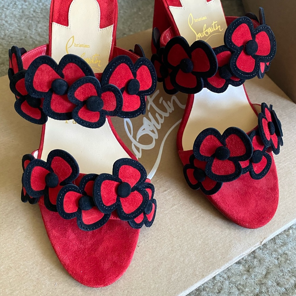 Christian Louboutin Tres Pansy Red & Black sandals